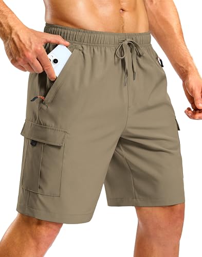 Image of Pudolla Men's Hiking Cargo Shorts with 5 Pockets Lightweight Casual Shorts