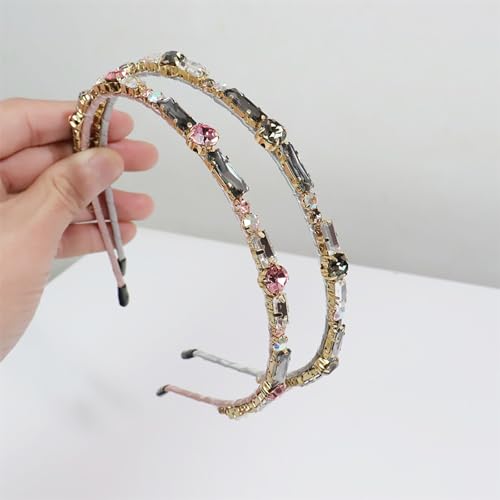 Qiwenr Crystal Headband, Crystal Side Headband, Pink Rhinestone Hair Bands, Great Headpiece for Prom Party - Image 4