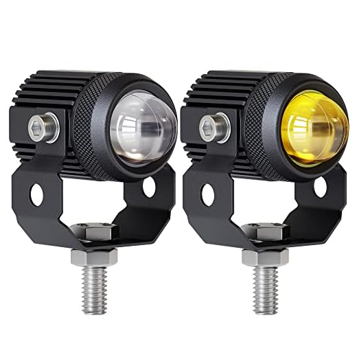 Zmoon Motorcycle LED Driving Fog Lights 60W White and Amber LED Pods Projector Lights 1.3" Aux Spotlight, Compatible with Tractor Truck ATV UTV SUV Boat etc. (2 pack)