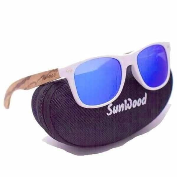 Lunettes en bois blanc SunWood avec verres bleus pour homme et femme