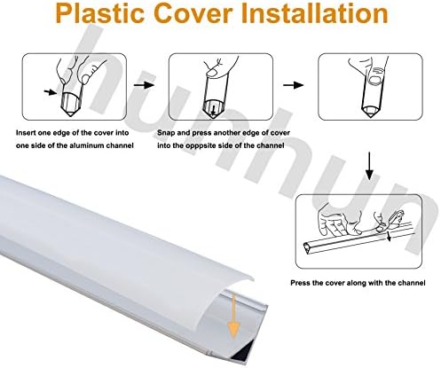 hunhun 20-Pack 3.3ft/1Meter V Shape LED Aluminum Channel System with Milky Cover, End Caps and Mounting Clips, Aluminum Profile for LED Strip Light Installations, Very Easy Installation