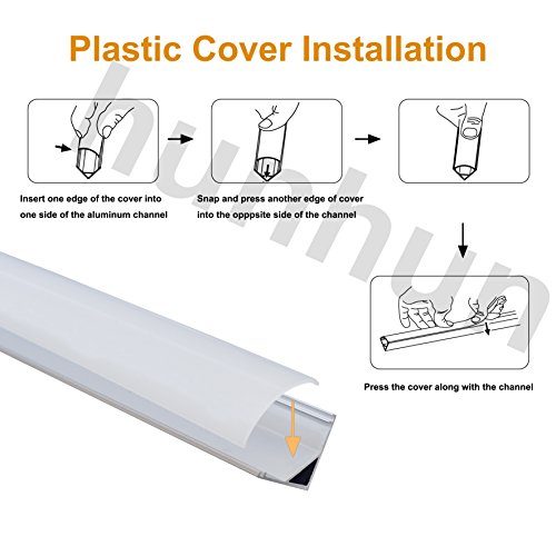 hunhun 20-Pack 3.3ft/1Meter V Shape LED Aluminum Channel System with Milky Cover, End Caps and Mounting Clips, Aluminum Profile for LED Strip Light Installations, Very Easy Installation
