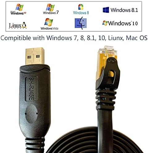DSD TECH SH-RJ45E USB to Console Cable with CH340C chip for Routers Switches 1.8M/5.9FT