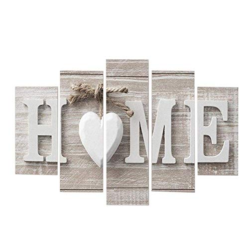 Yinrunx 5Pcs Modern Fashion Wall Paintings No Frame Home Letter Love Canvas Print Wall Art White Home Sweet Heart Modern Decor Abstract Painting Artwork for Bedroom/Livngroom Wall Decorations Paintings{No Frame}