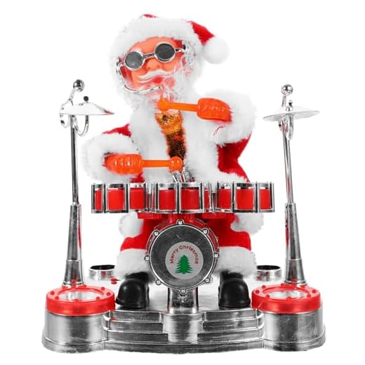 ABOOFAN Bailando Cantando Papá Noel Tocando La Batería Muñeca De Navidad Musical Eléctrico Figura En Movimiento Vacaciones Adorno De Escritorio Manto De Chimenea De Navidad Shelevs