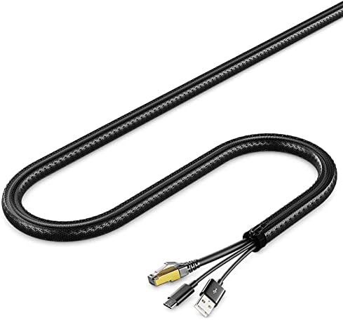 deleyCON 1,5m Organizer Kabli z Suwakiem Srednica 15mm Organizacja Kabli Kanał Kablowy Osłona Kabli Wytrzymały Nylon Maskownica Kabli Gospodarstwo Domowe Biuro Biurko Czarny
