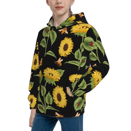 Bees and Sunflowers Kid Hoodies Boys Sweatshirts Girls Pullover with Pocket2