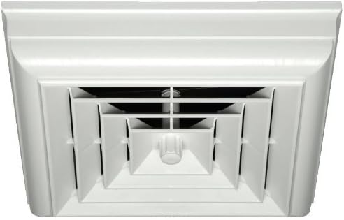 HaVACo Quick Connect 12" Capital Crown Square Ceiling Diffuser with 6" Register Boot and Rotary Damper, ABS Plastic Grille, 4-Way Deflection Ceiling Diffuser for Air Vent, Home Improvement, White