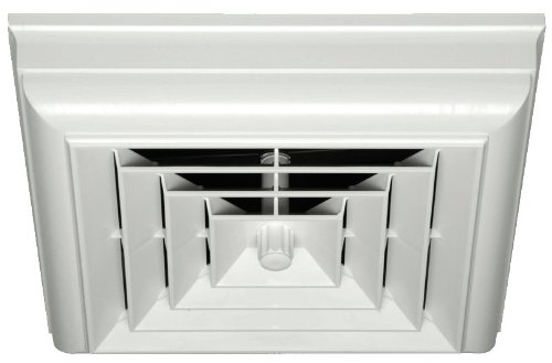 QUICK CONNECT HT-CCGRB-S1D Square Capital Crown Ceiling Diffuser with 8, 7 and 6-Inch Boot and Rotary Damper, White