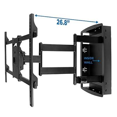 Mount-It! Recessed TV Wall Mount, Articulating Full Motion in-Wall TV Bracket for Flush Installation, 27 Inch Extended Arm Fits Screen Sizes 32, 37, 40, 42, 47, 50, 55, 60, 65, 70 inch, Up to 175 lbs