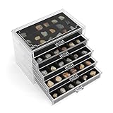 MEKOTRIN Cajones Caja de Colección de Rocas Piedras Multicapa Cajas de Almacenamiento de Exhibición Transparente para Coleccionistas Entusiastas de Las Manualidades (5 Capas)