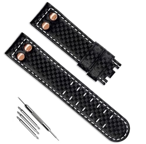 Fibre de carbone véritable bande de montre anti sueur en cuir respirant