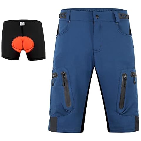 HEROBIKER Summer Men's Cycling Shorts Mountain Bike Downhill Loose Outdoor Sports Riding Road MTB Bicycle Motorcylce Trousers - blue - Medium Cover