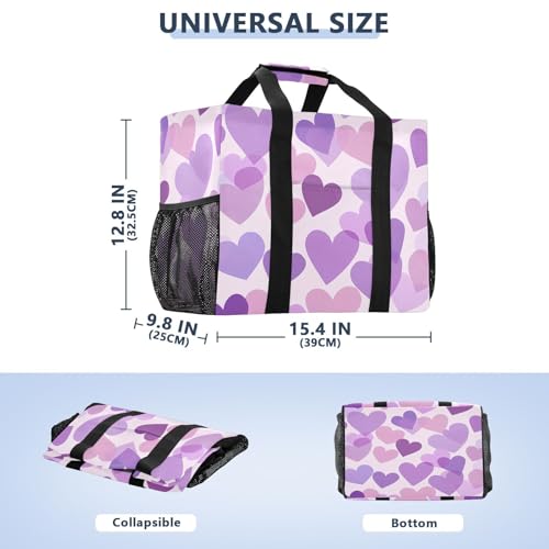 Overlapping Hearts Reusable Grocery Bags Large Tote Bag Waterproof Canvas Organizer for Beach Picnic Laundry Travel3