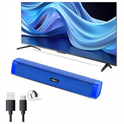 Image of Pick Ur Needs Rechargeable 10W Wireless Bluetooth Soundbar Speaker with 1200mAh Battery, FM Radio, TF Card, USB & AUX Support - 4 Hours Playtime Home & Outdoor Speakers (Blue)