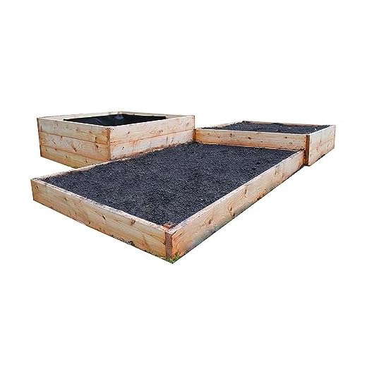 Cedar Raised Beds Natural Timber Wood ((H) 145mm x (W) 1.8m x (L) 1.8m)