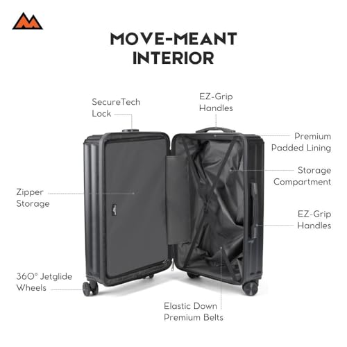 Image of MOVE-MEANT ROAMIFY Small Cabin Suitcase 55 CM 8 Wheels Number Lock Poly Carbonate Dark Grey Trolley Bag for Men & Women | 360 Degree Wheeling System Luggage | Trolley Bags for Travel