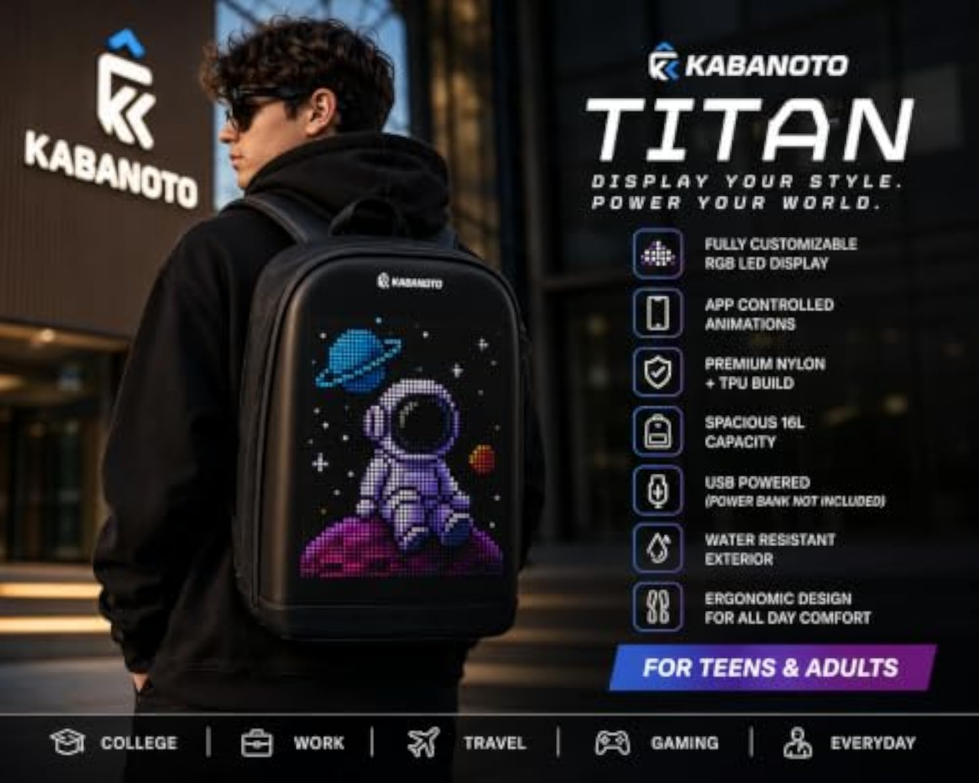 Titan LED Display Backpack | App Controlled