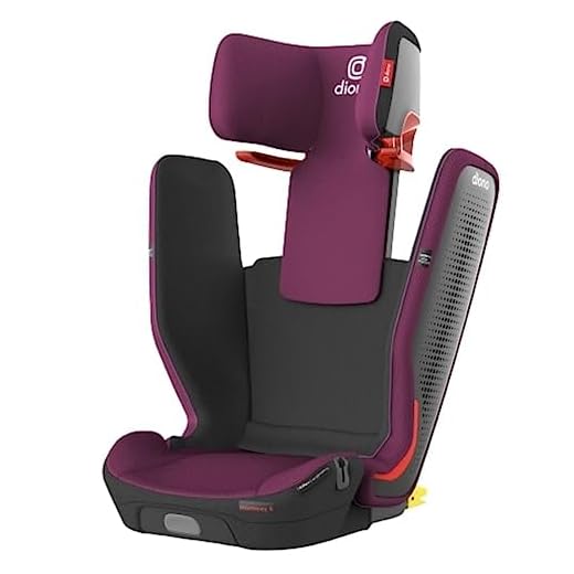 Diono Monterey 5iST FixSafe High Back Booster Car Seat with Expandable Height and Width, Compact Fold to Full Size Booster, Foldable, Portable Booster for Go-Anywhere Travel, Purple Plum