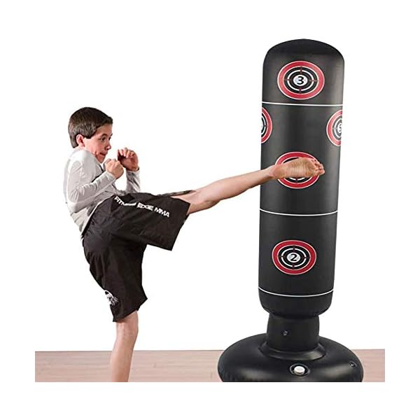 Inflatable Punching Bag Freestanding Kid’s Boxing Bag - Practice Target Columns, Durable PVC Material - Relaxing Kickboxing Bag for Adults and Children