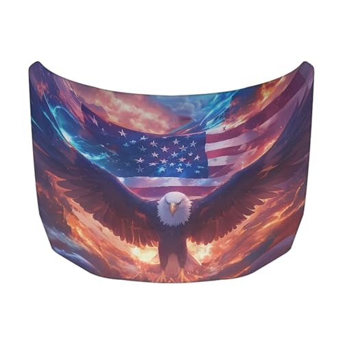 Image of Eagle American Flag Car Hood Cover Protector, 59x39 Inch Stretch Polyester Flag for Car Hood, Waterproof Auto Exterior Accessories for Sedan SUV Truck Pickup