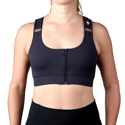 heart&core Shirl Bra, Post-Surgery Racerback Sports Bra - Post Augmentation, Comfortable, Quick-Drying, Double Zip Front3