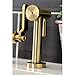 Kingston Brass KS2337KL Whitaker Industrial Style Bridge Kitchen Faucet with Brass Sprayer, Brushed Brass