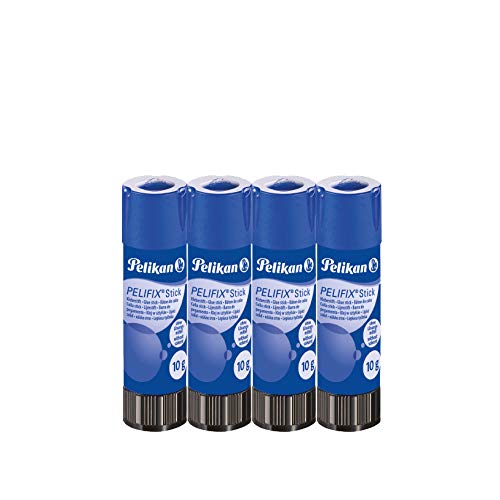 Pelikan Pelifix, Pegamento en Barra de 10g, Pegamento Transparente, Lavable y Seguro Para los Niños, Sin Disolventes, Para la Escuela, Manualidades, Papel, Cartón y Fotografías, Paquete de 4 Unidades