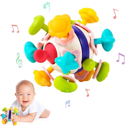 Image of Hooku Baby Teethers Montessori Toys, Sensory Teething Rattle, Chew and Educational Learning Toys for Infant Newborn Boys Girls