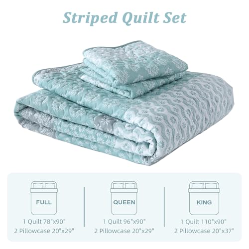 Colcha bohemia a rayas Cottolester Aqua edredón king de microfibra premium 8