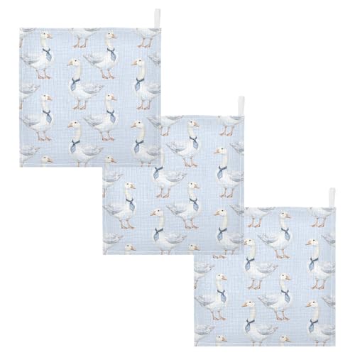 vvfelixl White Goose Wear A Tie Baby Burp Cloths Baby Muslin Washcloths for Boys Girls Cotton Babys Face Towel for Newborn Infants Soft and Absorbent 11.8 X 11.8 in, 5 Pack2