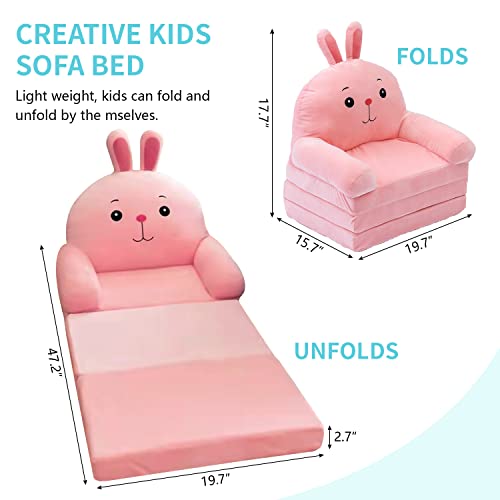 Dofimate 2 In 1 Pink Kids Toddler Couch Fold Out, Plush Kids Chair For Girls Toddlers Sofa Personalized Baby Couch Flip Open Mini Couch Baby Sofa Bed Chair For Toddlers Girls 0-3 #TOP2