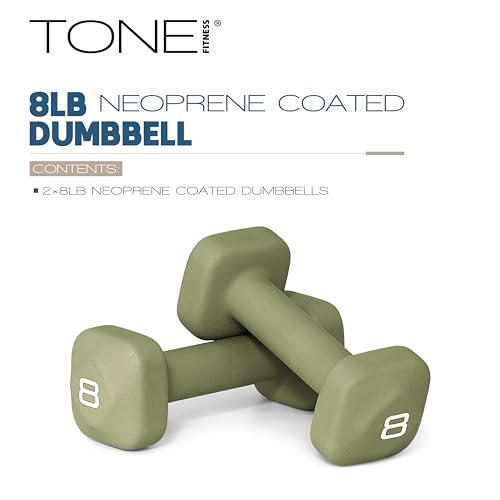 Tone Fitness Neoprene Dumbbell Weight Pairs with Anti-Roll Square Head | Multiple Options