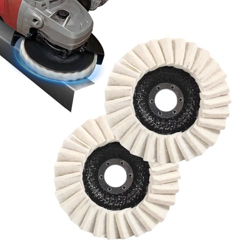 Wool Felt Flap Polishing Disc, Angle Grinder Buffing Wheel Pad Kit, Abrasives for Metal Marble Stone Stainless Steel Polishing (125mm, 2)