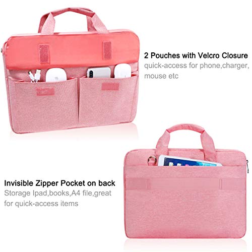 LANDICI Laptop Bag Case 15 15.6 Inch, Waterproof Computer Sleeve Cover with Shoulder Strap, Slim Briefcase for MacBook Pro 15/16 M3 M2 M1, MacBook Air 15,15-16" HP Lenovo Dell Asus Acer for Women,Pink - Image 5
