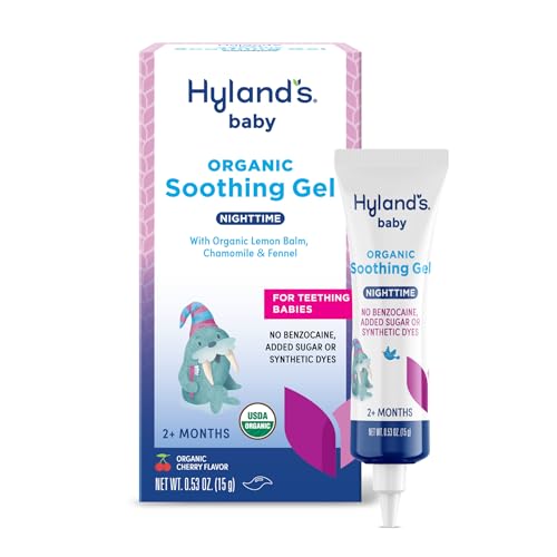 Hyland's Baby Organic Night Oral Soothing Gel, with Chamomile, Calendula, and Fennel, Cooling Gel for Oral Discomfort, Easy-to-Apply, Ages 2 Months and Up, 0.53 Ounce