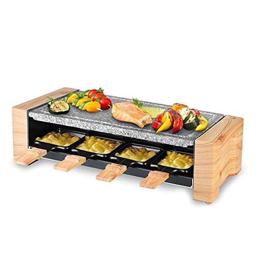 Artestia Electric Raclette Grill with High Density Granite Grill Stone,1450W High Power ETL Certified, Two-Tier Separate Heat Source for Plate/Side Dishes,Serve the whole family (Grill Stone Raclette)