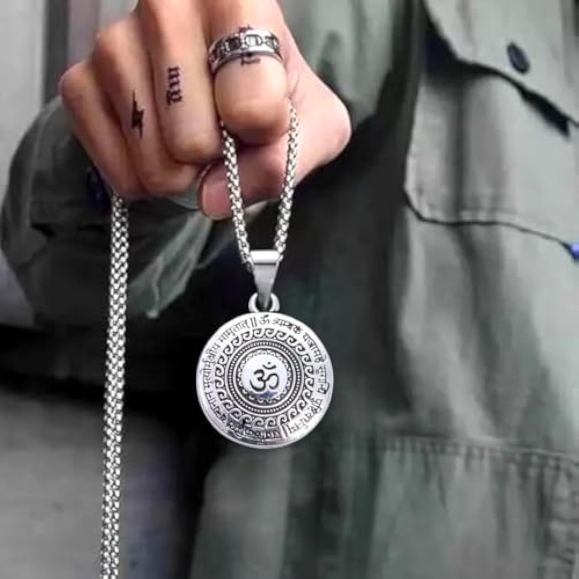 Mahadev Maha Mrityunjaya Mantra Om Pendant Locket Necklace Set