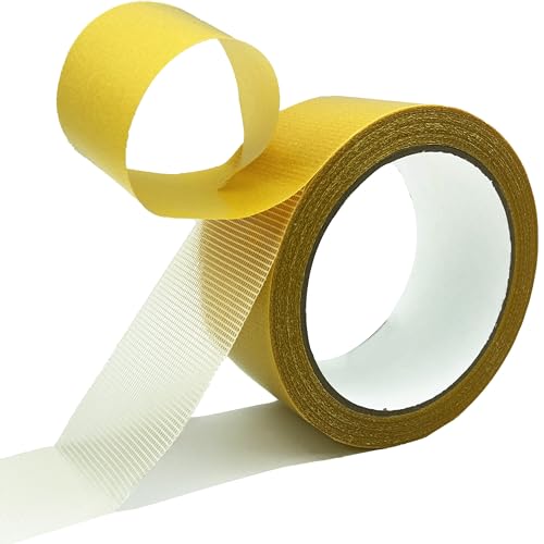 KAIHENG Cinta adhesiva de doble cara de alto rendimiento, cinta adhesiva multifuncional de doble cara con alta adherencia con red de fibra de vidrio (5cm x 19 m)