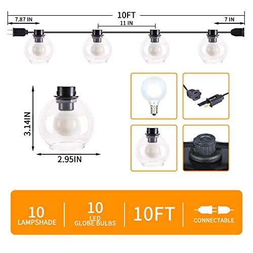 Vigdur Lantern String Lights - Plug-In G Type Bulb Incandescent String Lights With 10 Glass Shades,Waterproof Connectable Decorative String Lights For Backyard Garden Holiday Party Decor #TOP2