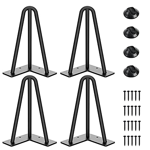 SMARTSTANDARD 8-Inch Hairpin Table Legs - 4pcs, Black
