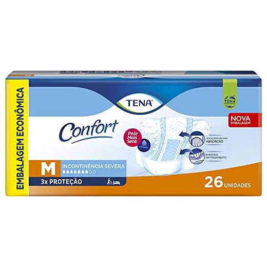 Tena Confort, Fralda Geriátrica para Incontinência Urinária, M - 26 unidades