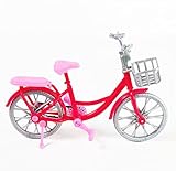 YUTOU Fahrrad Modell Spielzeug mit Blumenkorb bewegliche Räder Finger Fahrrad Puppenhaus Dekoration Zubehör rosa Puppe DIY Dekoration Zubehör Geschenk für Kinder