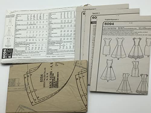 Simplicity New Look Sewing Pattern 6094: Misses' Dresses, Size A(8-10-12-14-16-18), Paper, Multicoloured