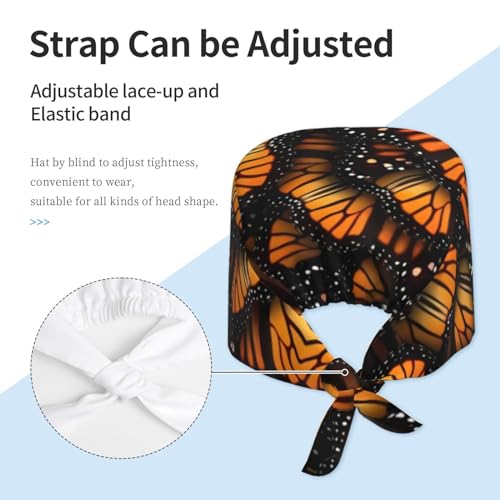 Image of Cute Pug Dog Print Working Cap Scrub Cap with Sweatband,Adjustable Fashion Bandage Tie Back Hat Headwear for Women Men