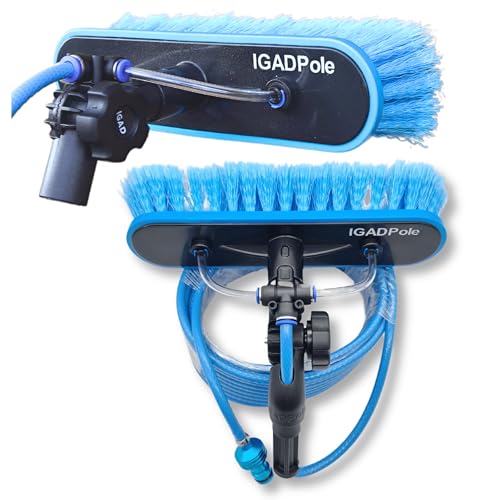 IGAD 10(25cm) Water-Fed Brush Only Soft Bristle 26ft(8m) Long Light Hose ACME and IGAD new Connector compatible (no pole included)