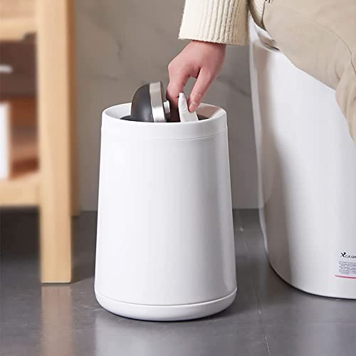 Image of 10 L /2.6Gallen,Swing Lid Trash Can,Metal Garbage Can with Flipping Lid,for Bathroom,Living Room,Bedroom,Hotel,Office, Laundry Room(White)