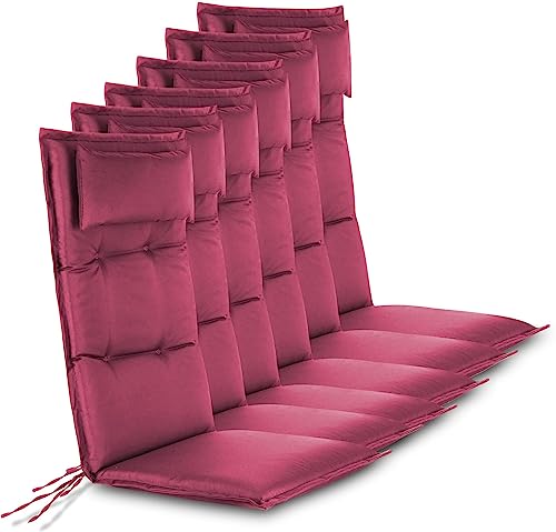 6er-Set Stuhlauflagen Sitzpolster Hochlehner mit Kissen 120x50 cm aus...