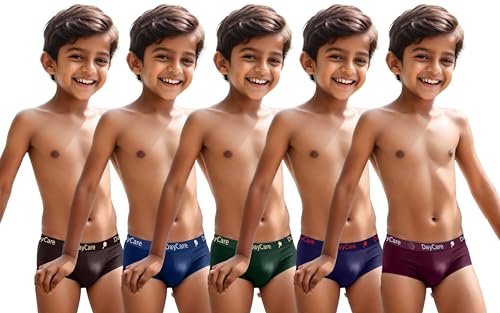 Image of DAY CARE Innerwear Kids Mini Trunk (Pack of 5 Colours) - 100% Cotton Fabric | Junior Underwear | Briefs | Kid Undergarments | Random 5 Colours