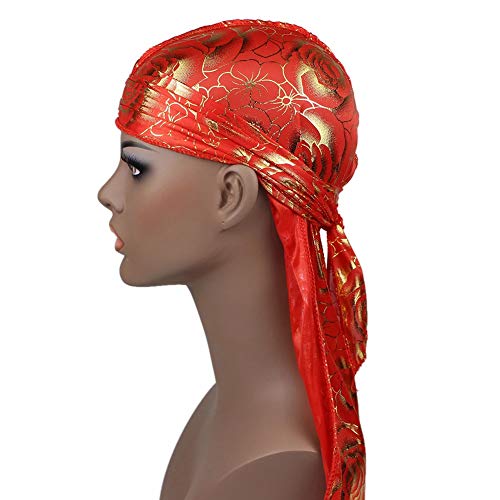 Military Camouflage Premium Silky Durags with Long Tail Colorful 360 Waves Doo rag for Men Du rag Cap (3/4 Packed)